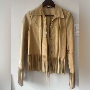 Tan Suede Fringe Leather Jacket